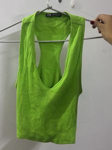 Zara Green Ribbed Tank Top