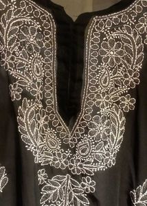 Black Embroidered Tunic Top
