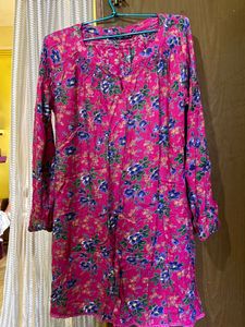 Pink Floral Long Sleeve Tunic