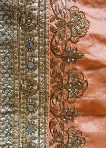 Festive Peach &amp; Cream Color Saree