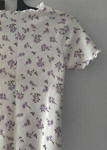 Floral Print Ribbed Tee