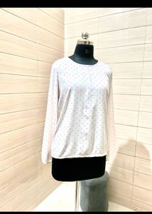 Tom tailor White & Pink Print Top