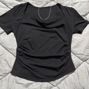 Black cowl neck tee