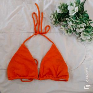 Orange Triangle Bikini Top