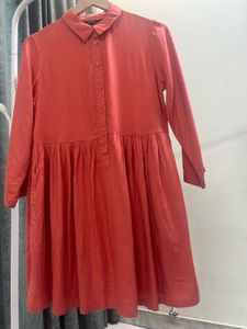 Coral Button-Down Mini Dress