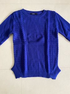 Blue Textured Knit Sweater