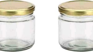 Glass Jars with Gold Lids (Set of 2)