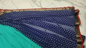 Elegant Teal &amp; Navy Saree