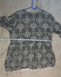 Gray Patterned Tunic with Tassels