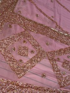 Pink & Gold Embellished Saree