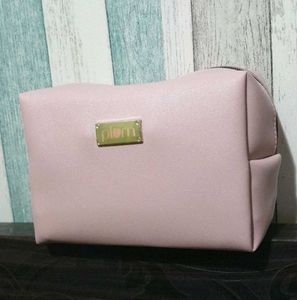 Plum Faux Leather Pouch (New)