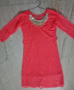 Coral Lace Party Dress