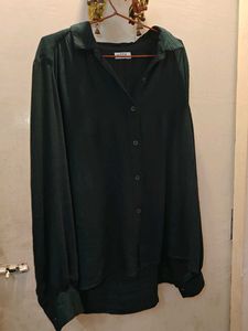 ✨ Women’s Bottle Green High-Low Shirt | Size L ✨