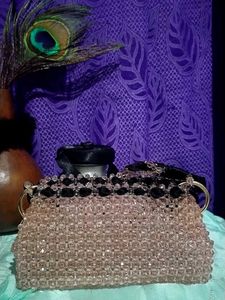 Candy pink stylish crystal party mini bag
