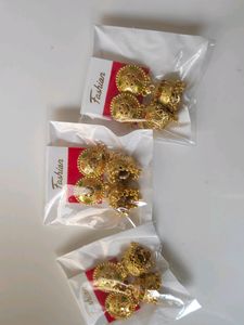 3 Golden Artificial Jhumki Set