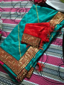 Elegant Teal Saree