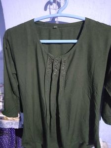 Olive Green Embellished Top