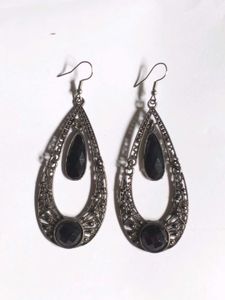 Oxidized Silver and Black danglers