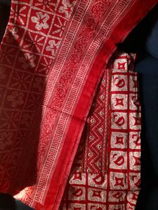 Red & White Salwar Suit Fabric