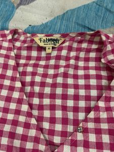 Pink Gingham Wrap Dress