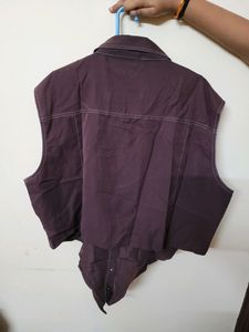 Brown Sleeveless Crop Front Tie Shirt SALE!!