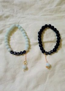 Custom Name Pearl And Glass Bead Bracelet