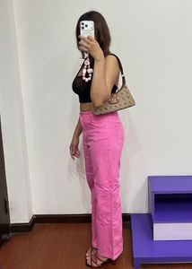 H&amp;M Pink Wide Leg Denim Jeans