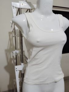 White Sleeveless Tank Top