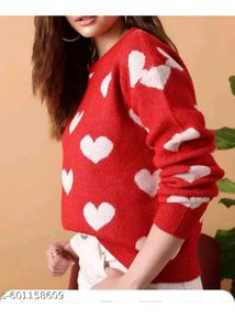 Red Heart Print Sweater