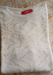 Portmor White Embellished Sweater