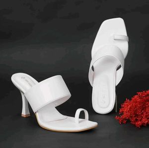 White Kolhapuri Style Heels