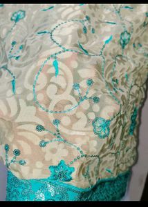 🖤White&amp;Blue Saree🖤
