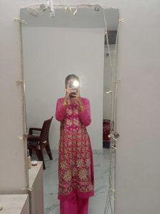 Pink Embroidered Palazzo Set