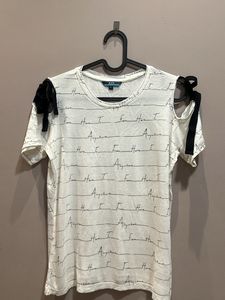 Off Shouler White AJIO Causal Tee