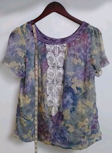 Lavender Women&#39;s Tie Dye Blouse Top Tunic