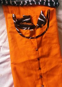 Orange With Black Kurta