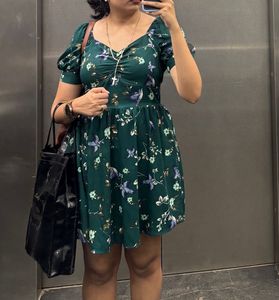 Floral Print Green Dress