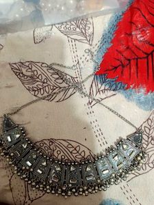 Oxidized Silver Statement Necklace