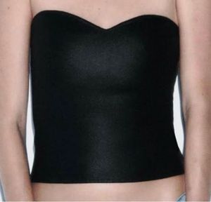 Zara Black Faux Leather Top