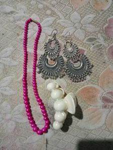 Jewelry Set: Earrings, Necklace &amp; Hair Clip