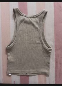 khaki colour racer back crop top