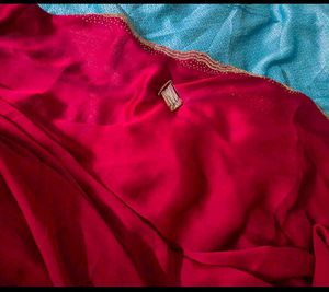 Elegant Maroon Saree+ stiched blouse