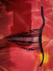 Black Beaded Fringe Necklace