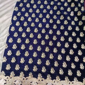 Elegant Blue Velvet Dress Material