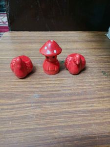 Red Ceramic Figurines (Set of 3)