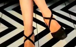 black Tie Up Heels