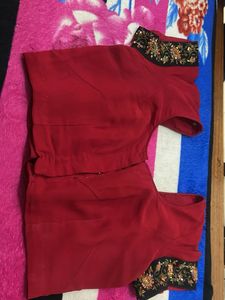 red saree with blouse