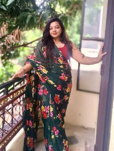 Beautiful floral design chiffon saree