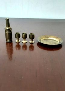 Vintage Brass Miniature Wine Set