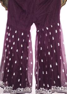 Pakistani Sharara Set..Maroon Colour net Embroider